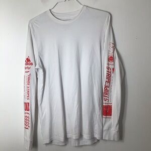 Adidas Tshirt men medium white red racing car long sleeve Amplifier